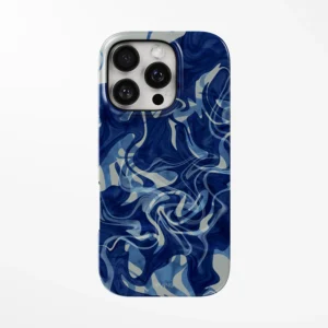 aqueous deep blue liquid art iPhone case